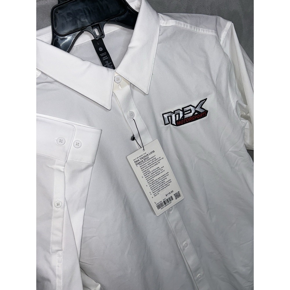 lululemon New Venture  MDK Company LoGo Long-Sleeve Shirt White . Size L NWT